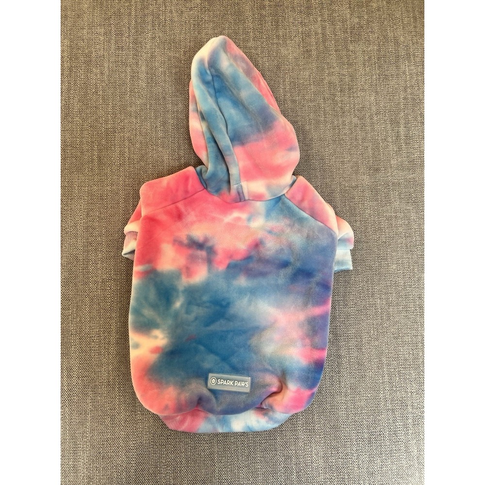 Spark Paws Dog Hoodie Size Large Pink Blue Tie Dye Fleece Pullover